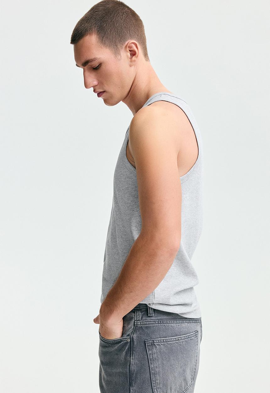 H&M - Slim fit ribbed vest top - light grey marl