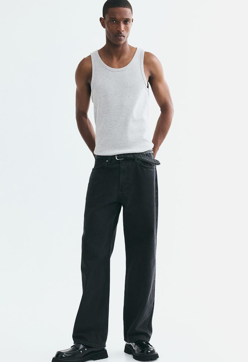 H&M - Slim fit ribbed vest top - light grey marl