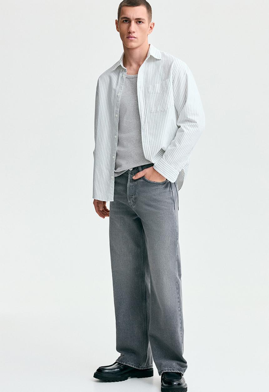 H&M - Slim fit ribbed vest top - light grey marl