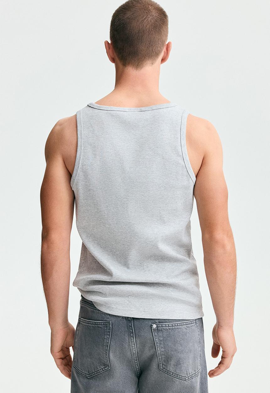H&M - Slim fit ribbed vest top - light grey marl