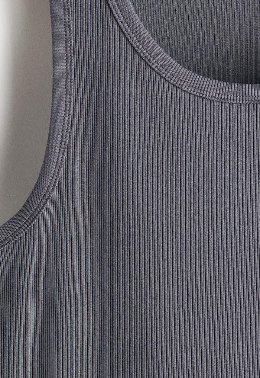 H&M - Slim fit ribbed vest top - dark grey