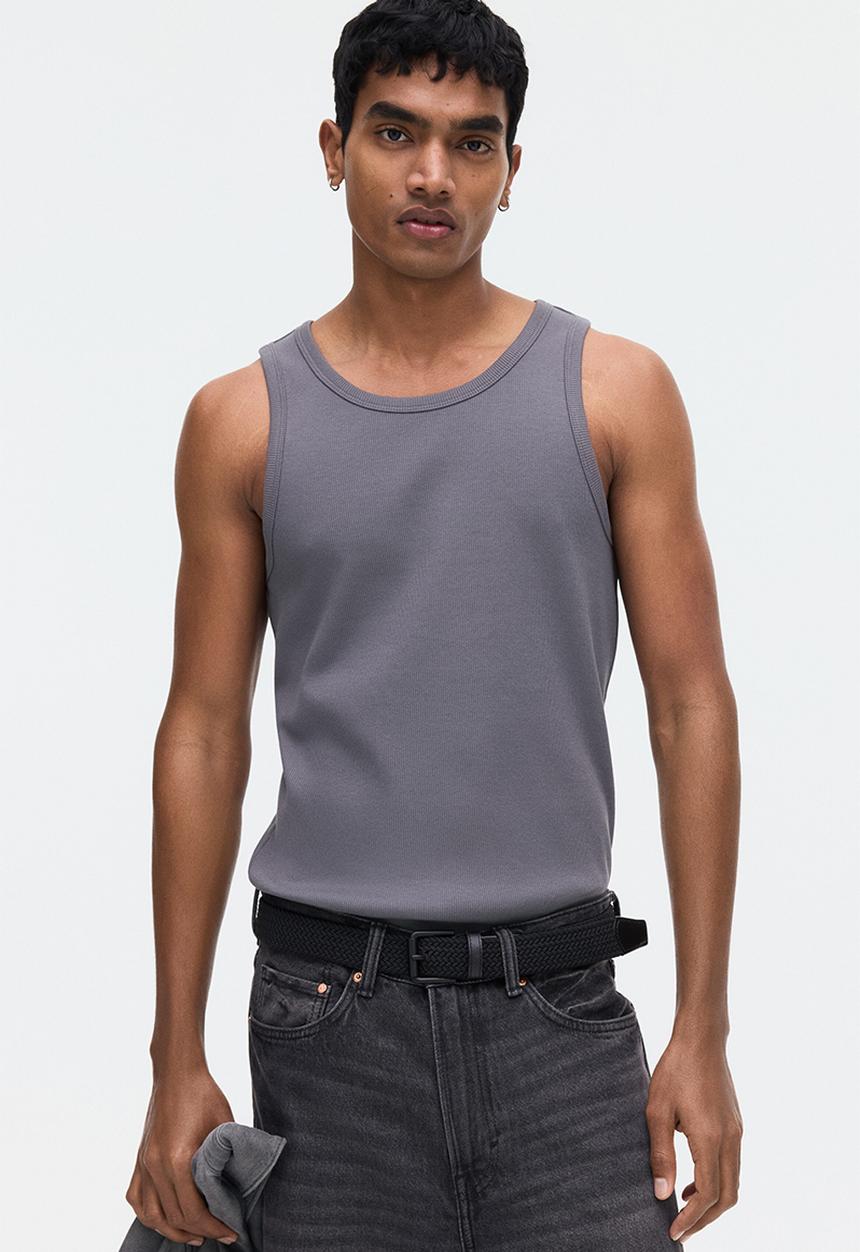 H&M - Slim fit ribbed vest top - dark grey
