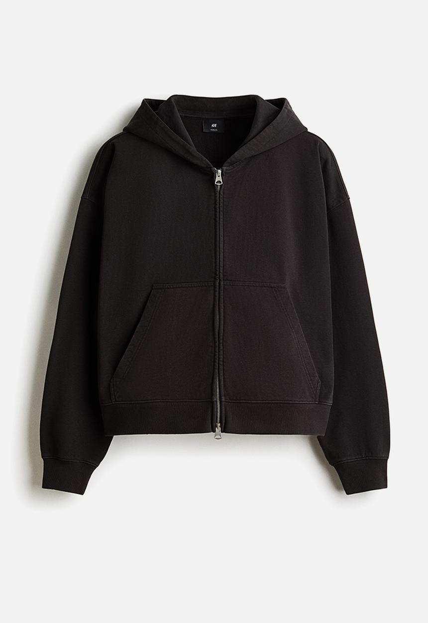 H&M - Oversized fit zip-through hoodie - black