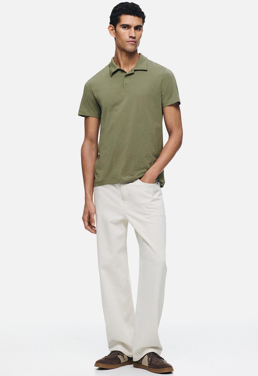 H&M - Slim fit polo shirt  - khaki green