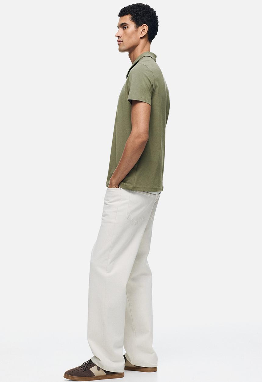 H&M - Slim fit polo shirt  - khaki green