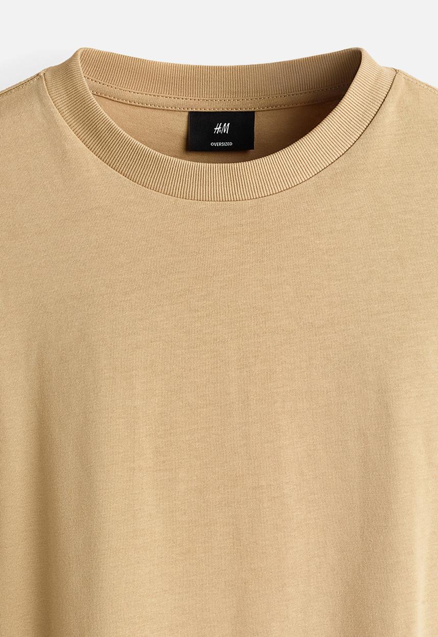 H&M - Oversized fit cotton t-shirt - beige