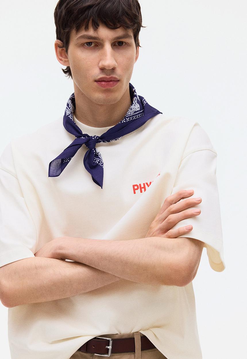 H&M - Oversized fit printed t-shirt - cream/phys.ed
