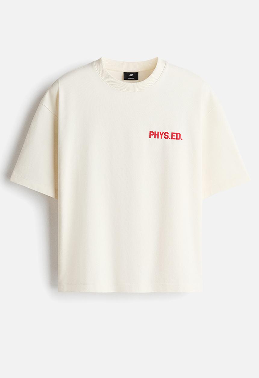 H&M - Oversized fit printed t-shirt - cream/phys.ed