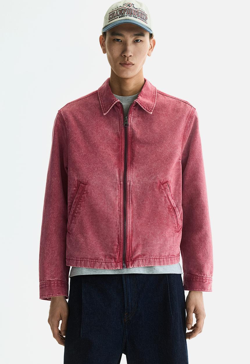 H&M - Collared cotton jacket - dark pink