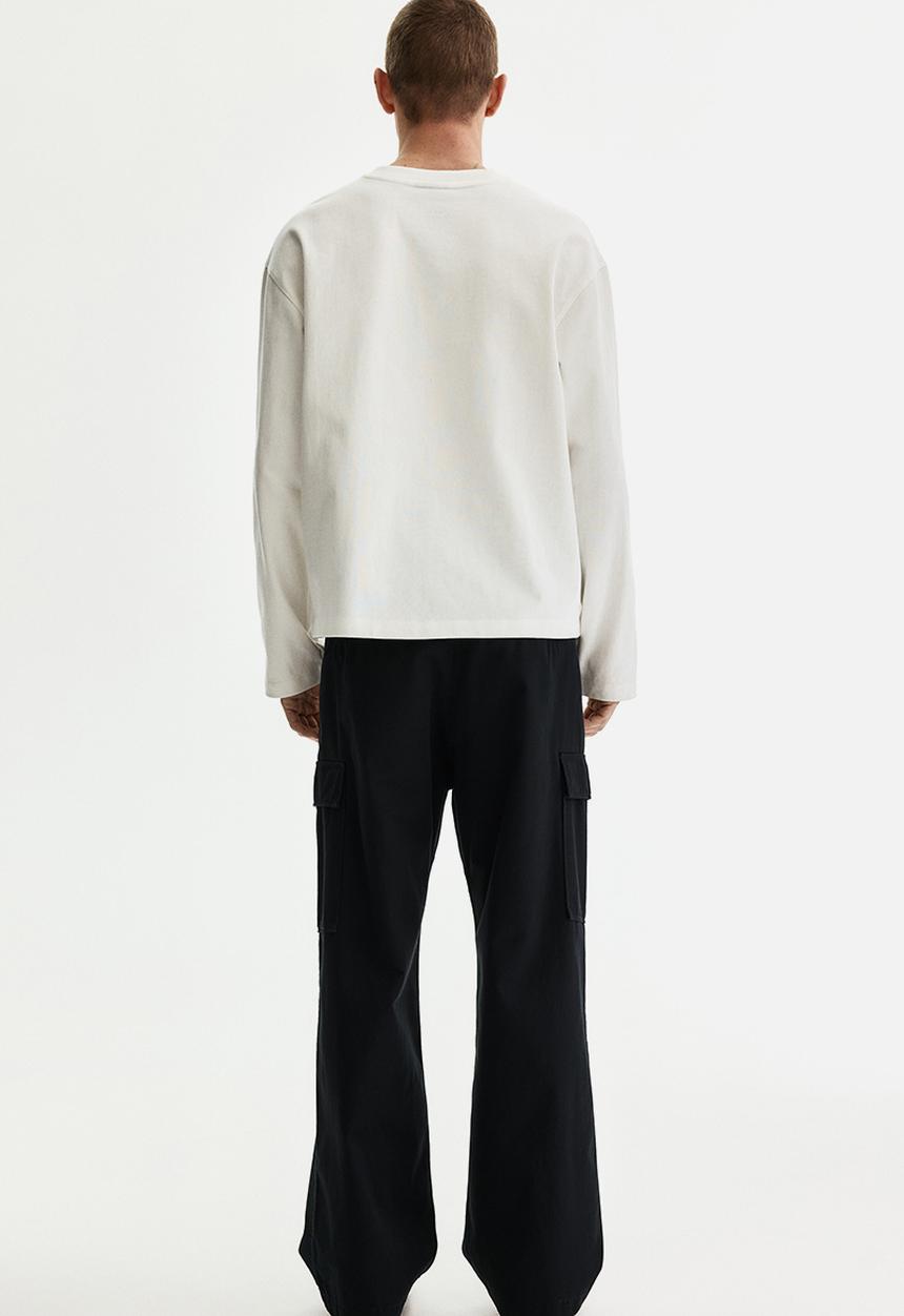 H&M - Relaxed fit cotton cargo trousers - black