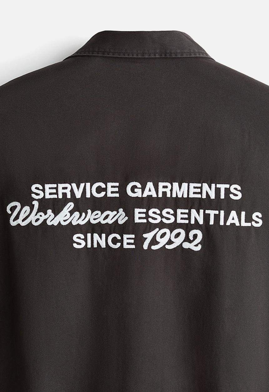 H&M - Relaxed fit short-sleeved utility shirt - dark grey/service garments