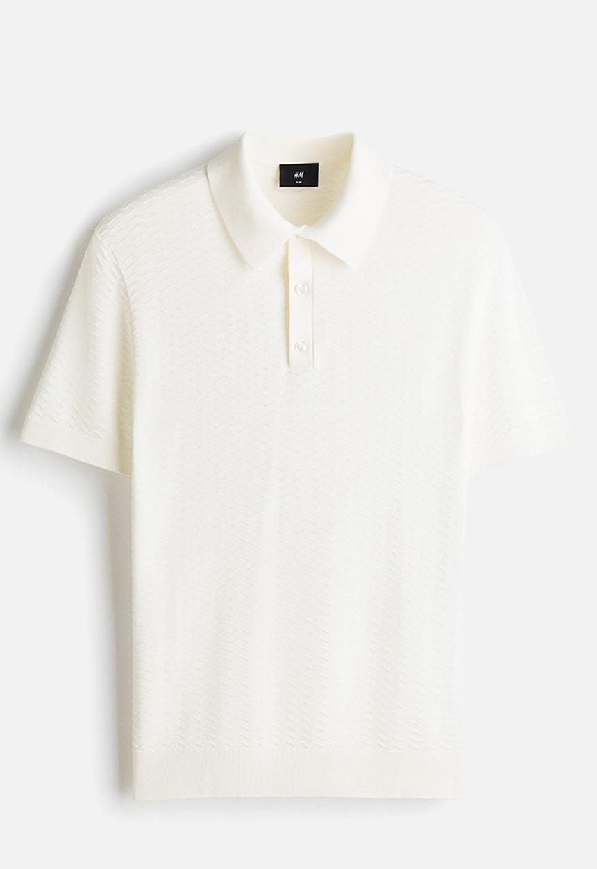 H&M - Slim fit polo shirt - white