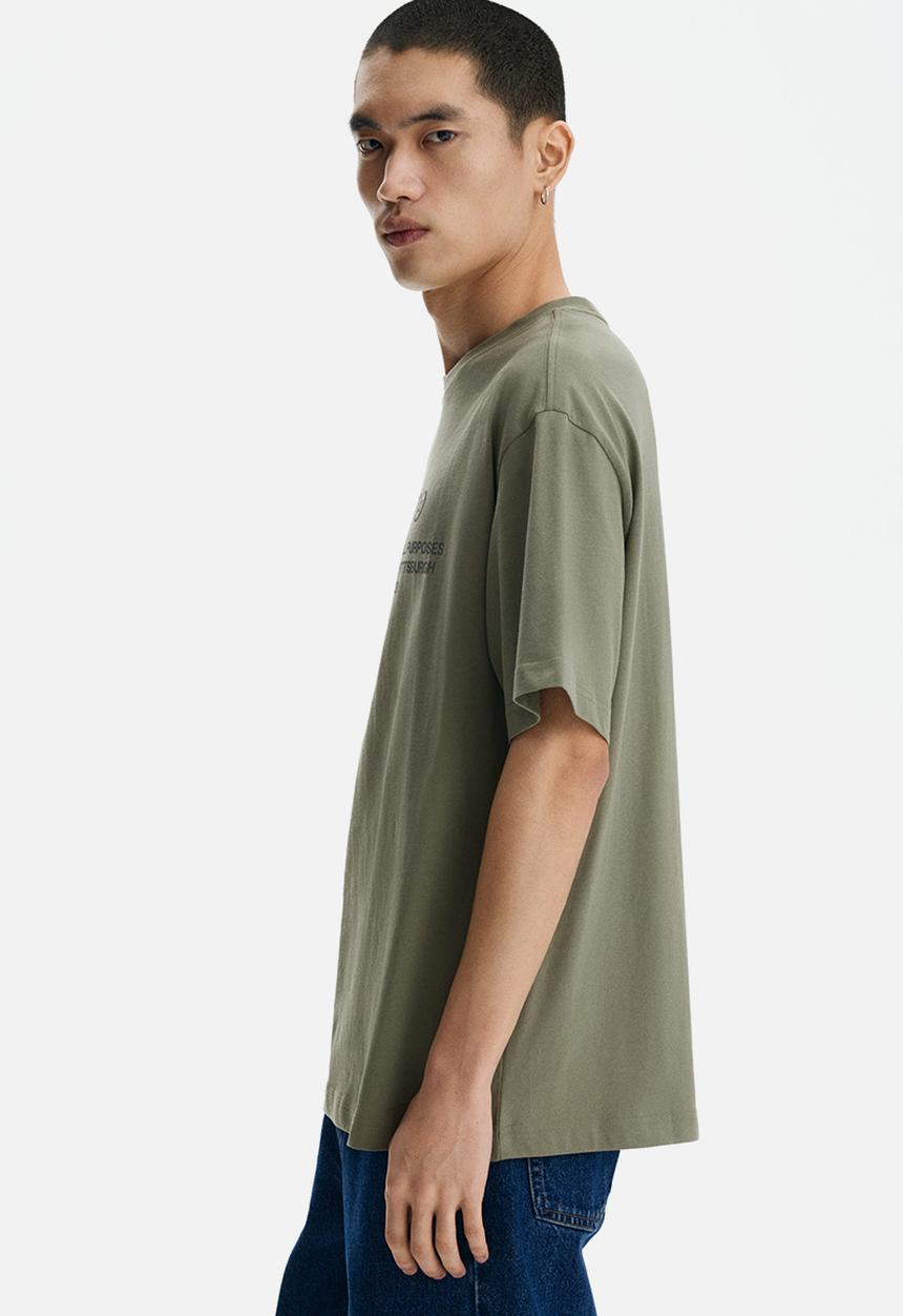 H&M - Loose fit printed t-shirt - khaki green adapt
