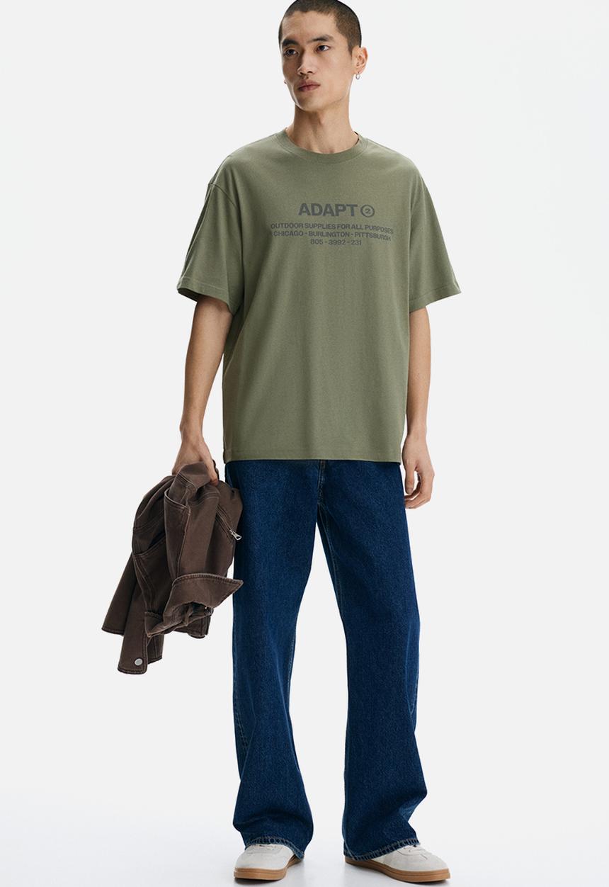 H&M - Loose fit printed t-shirt - khaki green adapt
