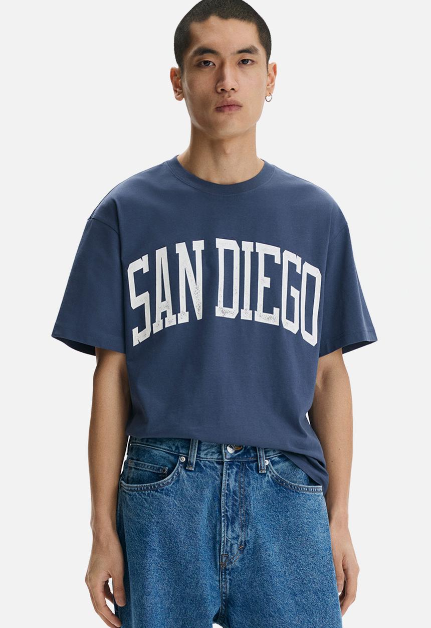 H&M - Loose fit printed t-shirt - blue/san diego