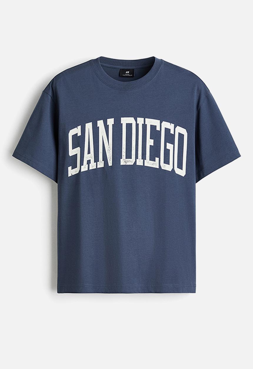 H&M - Loose fit printed t-shirt - blue/san diego