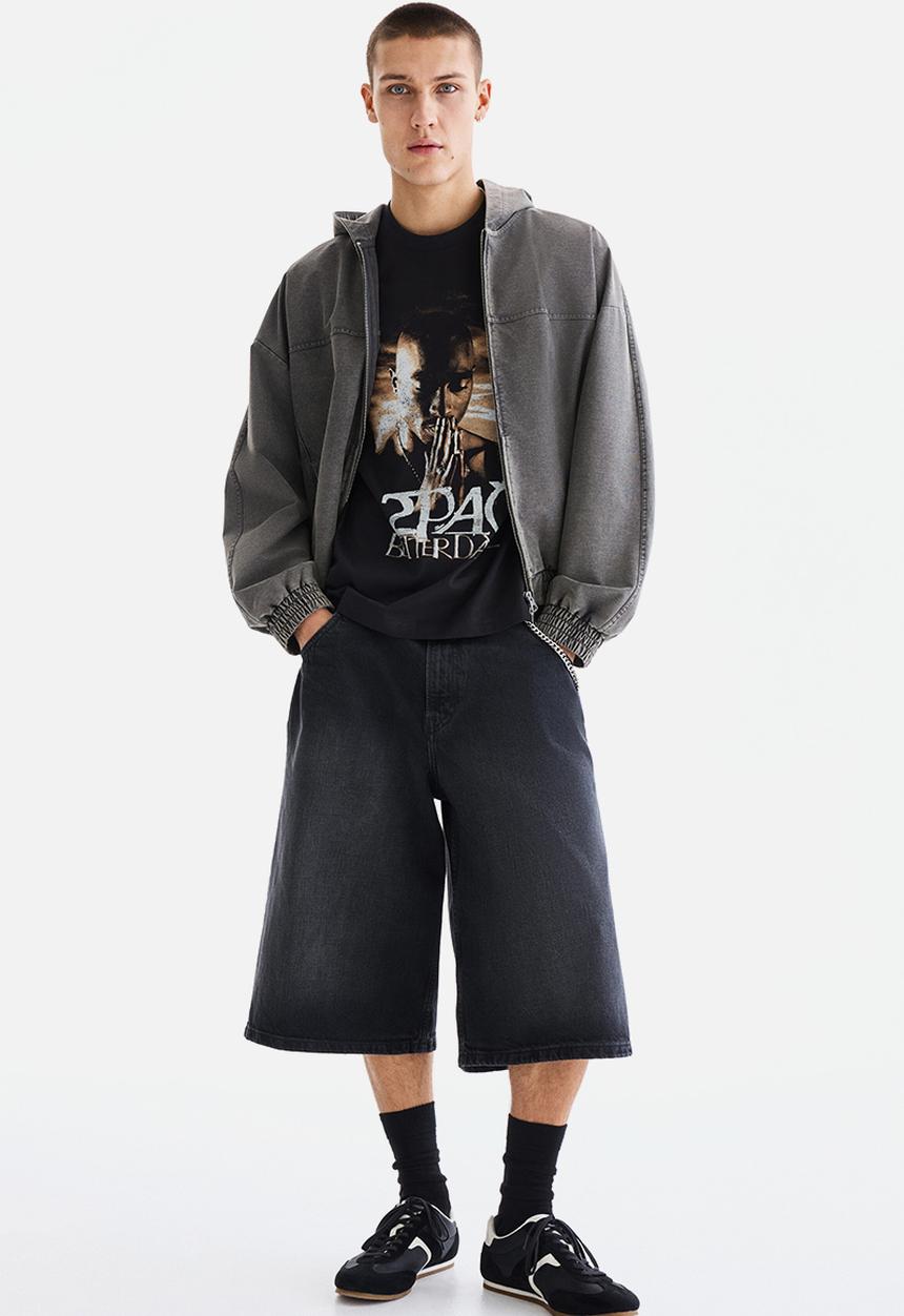 H&M - Loose fit t-shirt - black/ 2pac