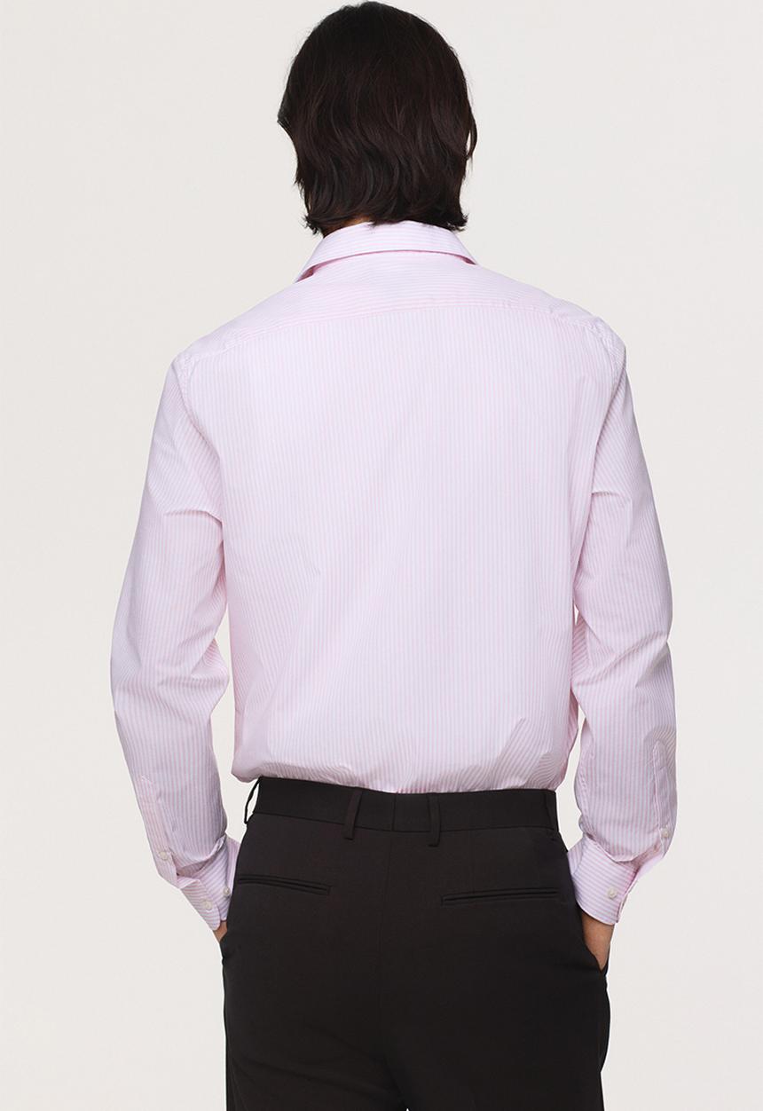 H&M - Slim fit easy-iron shirt - light pink/striped