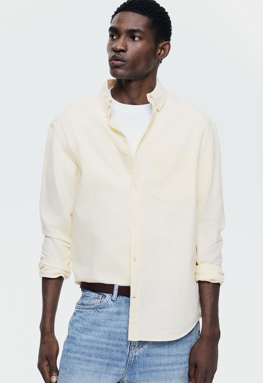 H&M - Regular fit oxford shirt - light yellow