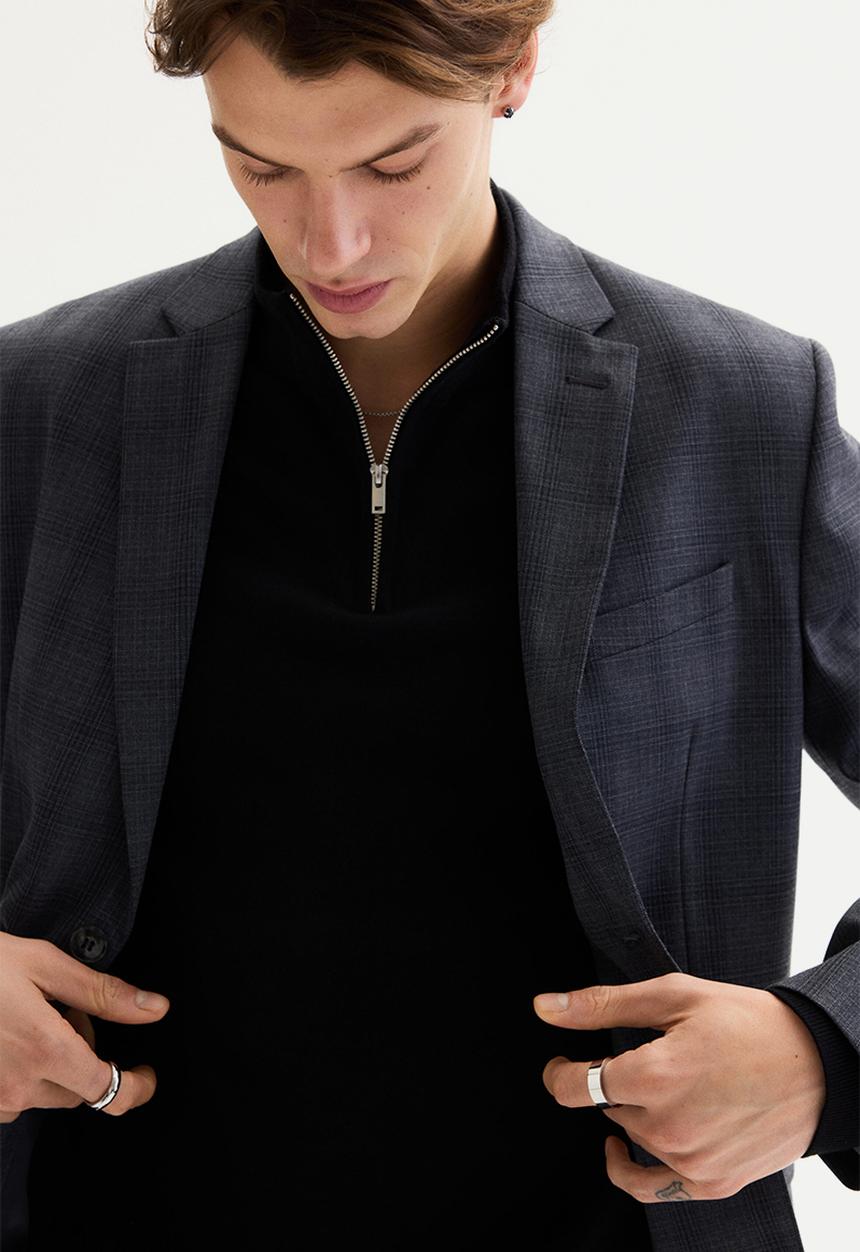 H&M - Slim fit jacket - dark grey/checked