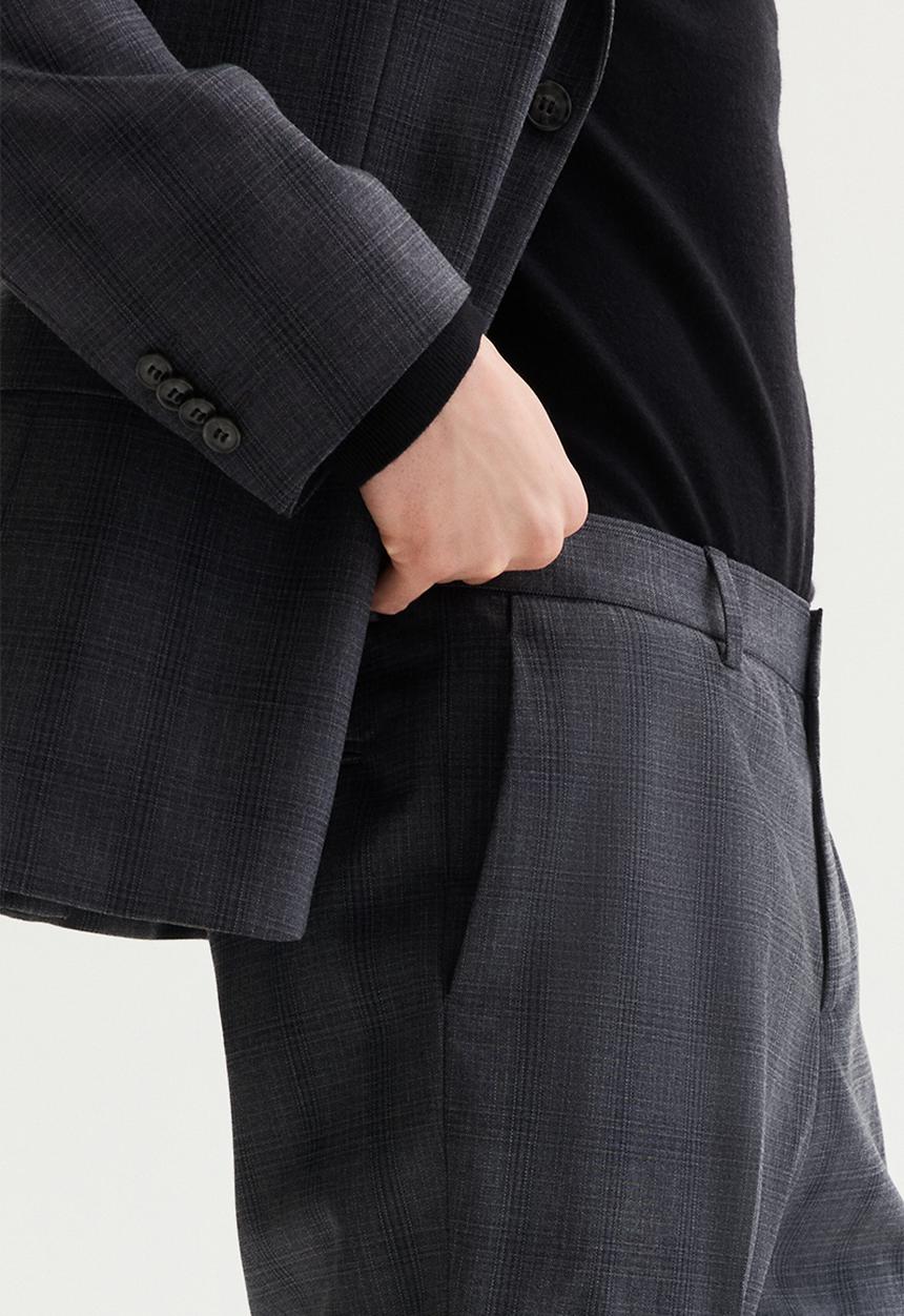 H&M - Slim fit suit trousers - dark grey/checked