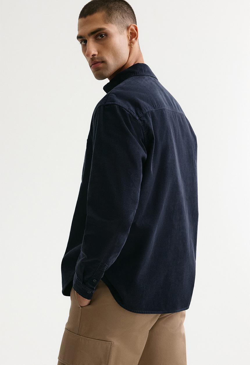 H&M - Regular fit corduroy shirt - navy blue