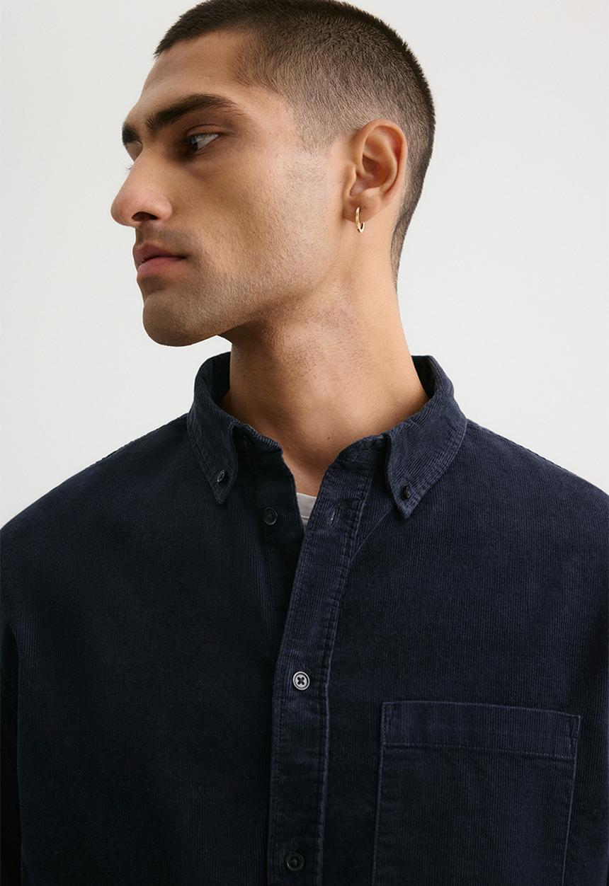 H&M - Regular fit corduroy shirt - navy blue