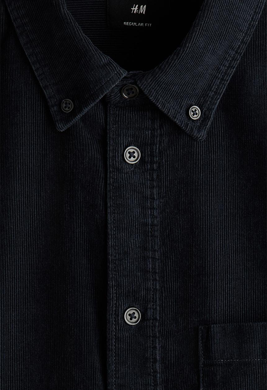 H&M - Regular fit corduroy shirt - navy blue