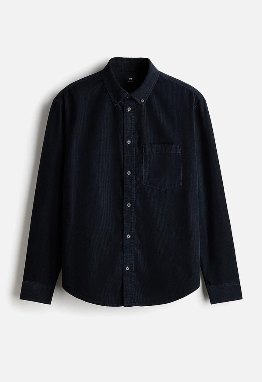 H&M - Regular fit corduroy shirt - navy blue