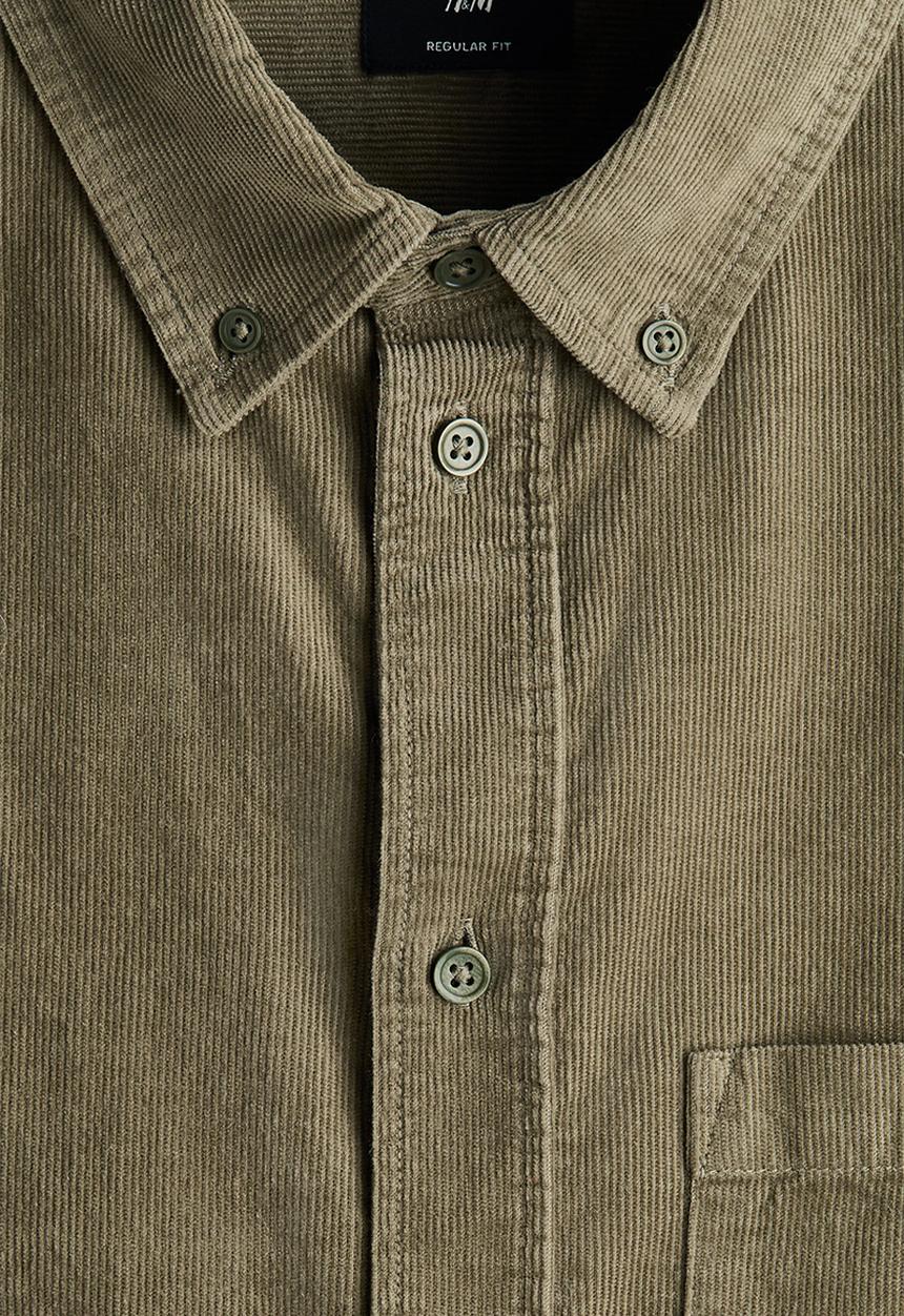 H&M - Regular fit corduroy shirt - khaki green