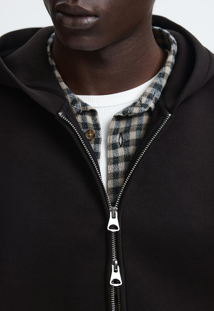 H&M - Loose fit scuba zip-through hoodie - dark brown