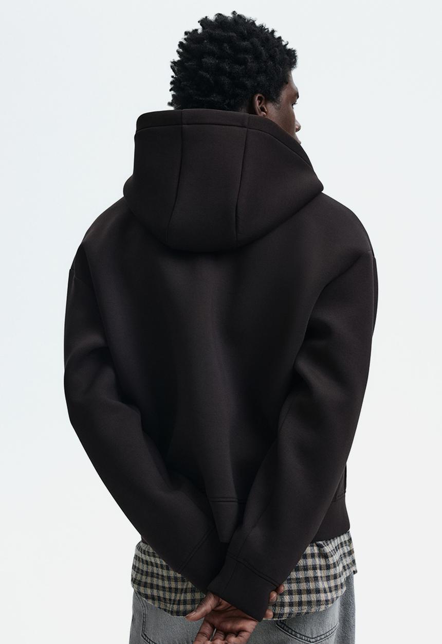 H&M - Loose fit scuba zip-through hoodie - dark brown