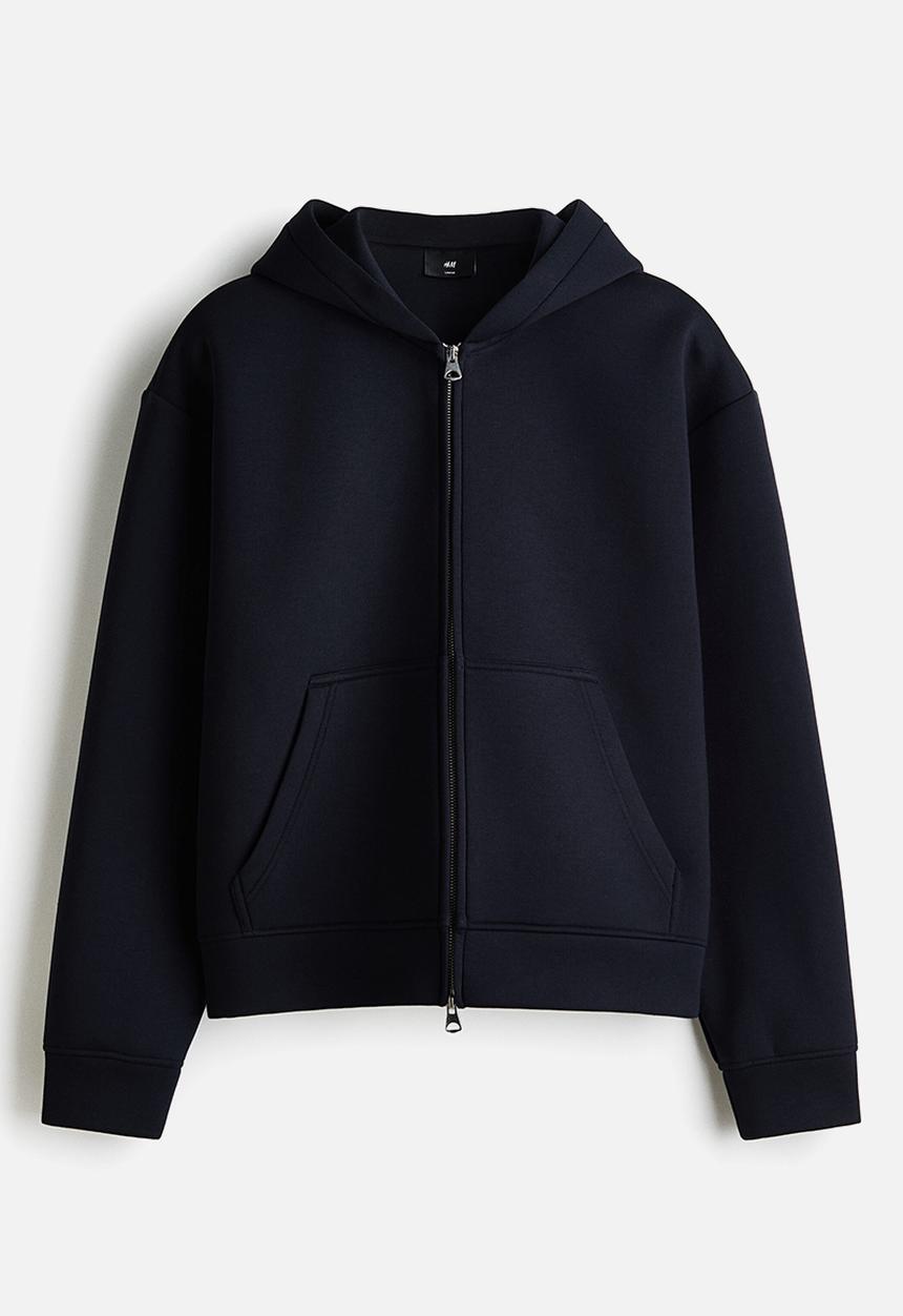 H&M - Loose fit scuba zip-through hoodie - dark blue