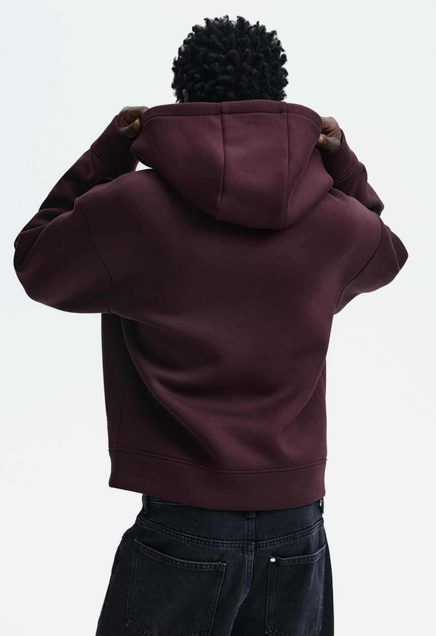 H&M - Loose fit scuba zip-through hoodie - burgundy