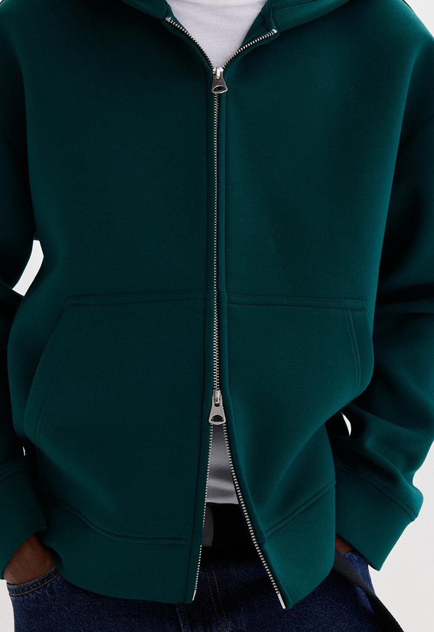 H&M - Loose fit scuba zip-through hoodie - dark teal