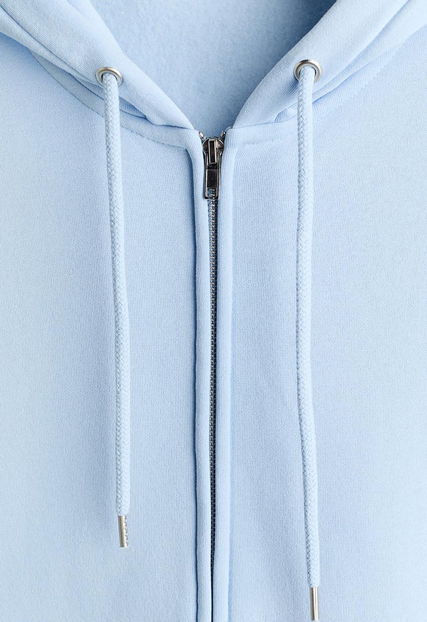 H&M - Loose  fit zip-through hoodie - light blue
