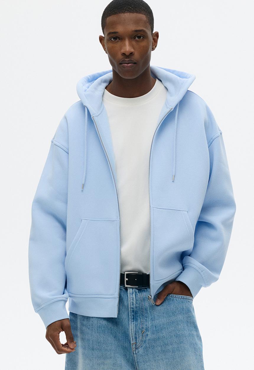 H&M - Loose  fit zip-through hoodie - light blue