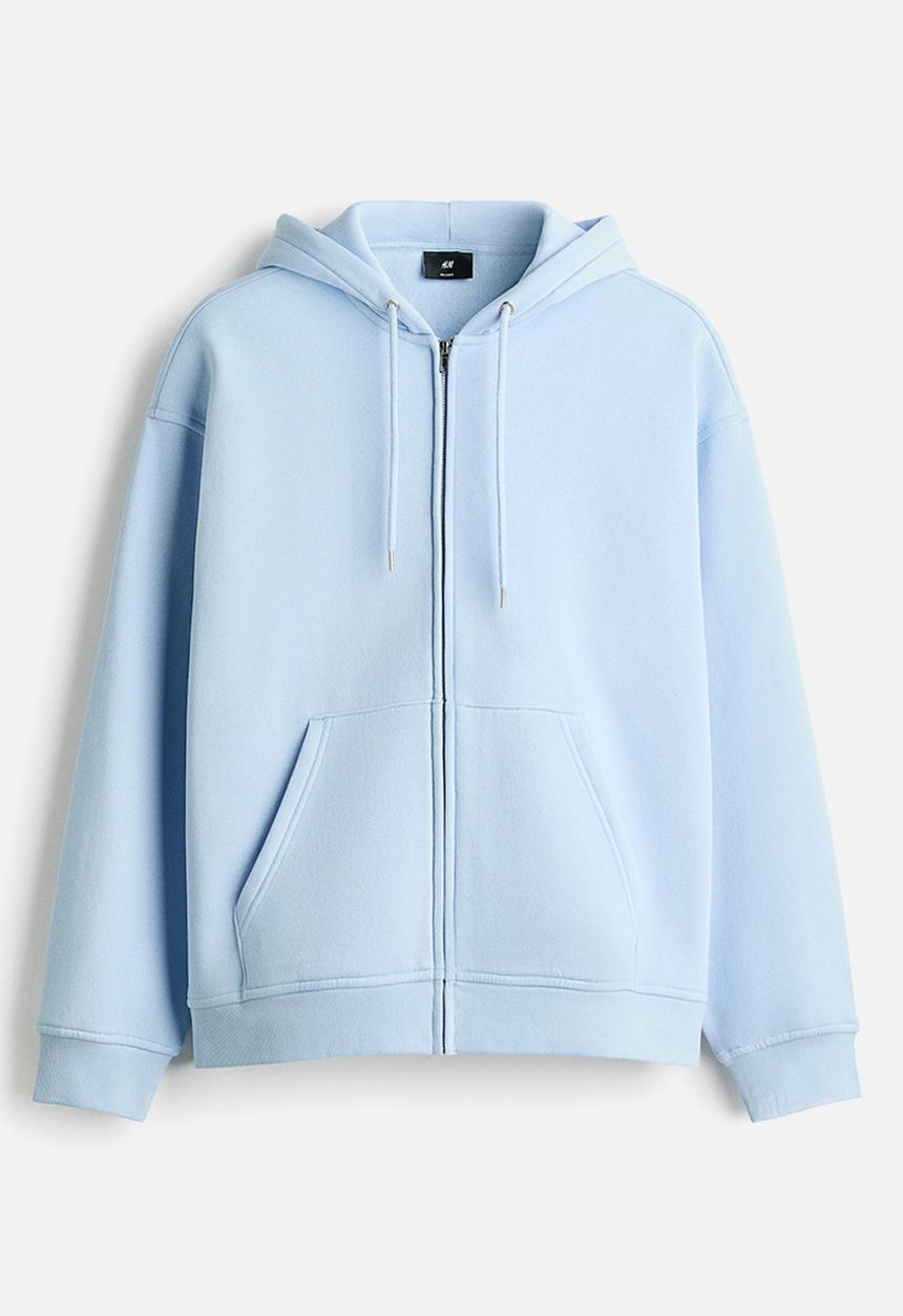 H&M - Loose  fit zip-through hoodie - light blue