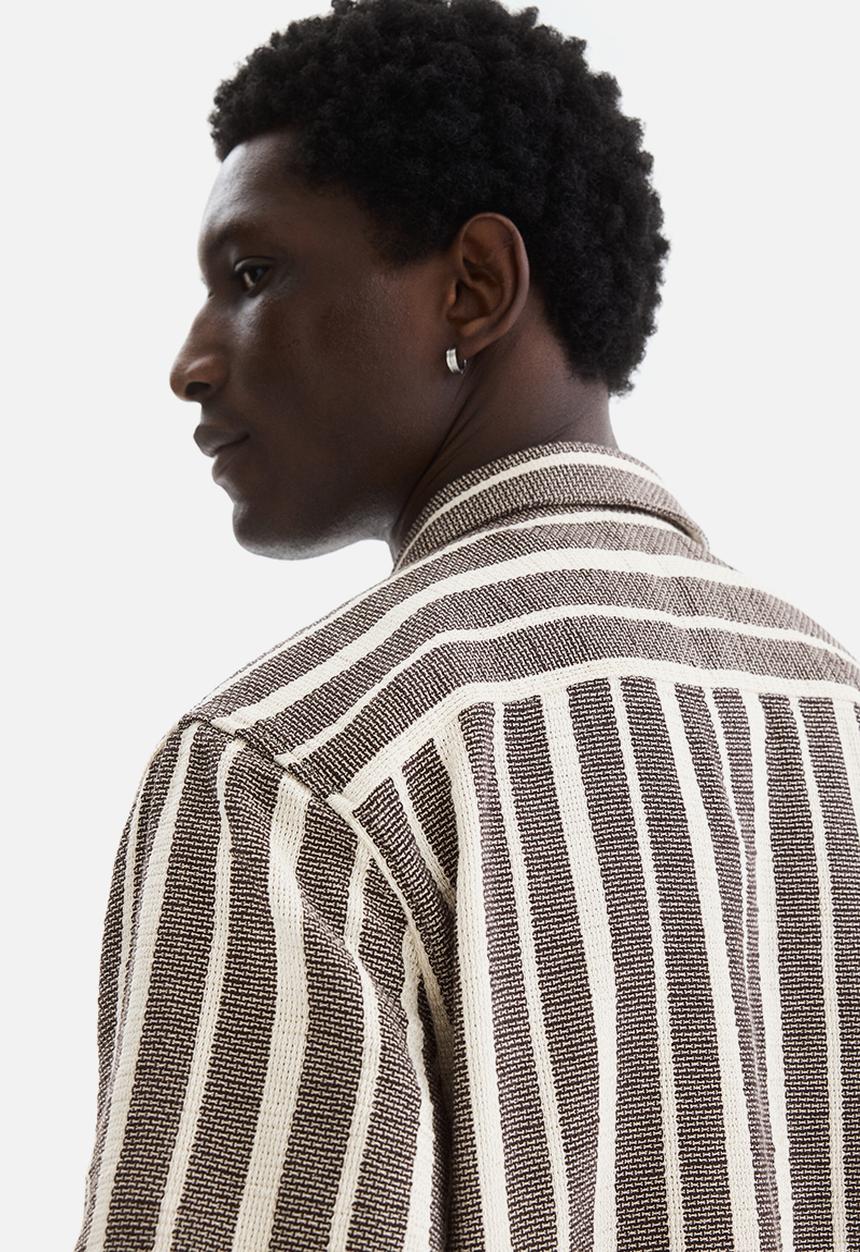 H&M - Regular fit shirt - dark brown/striped