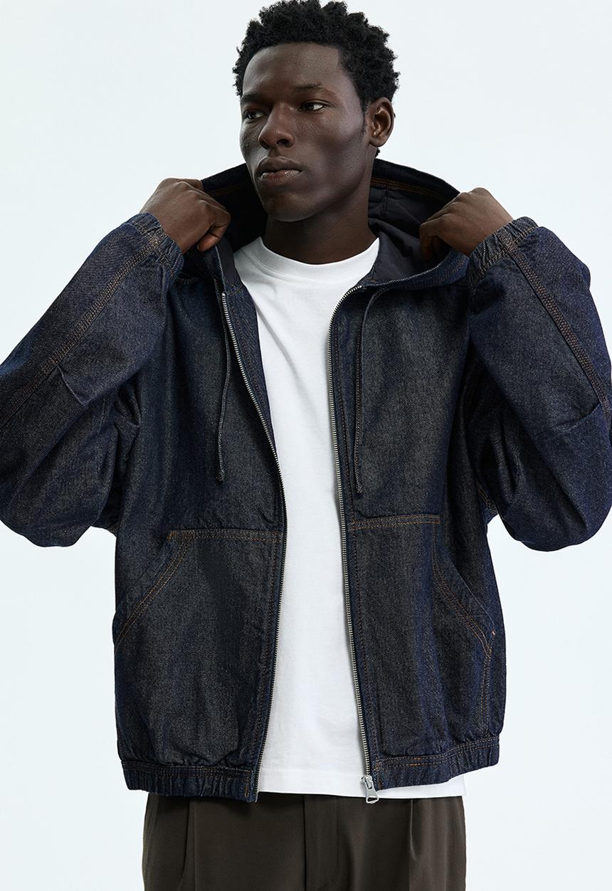 H&M - Hooded workwear jacket - dark denim blue
