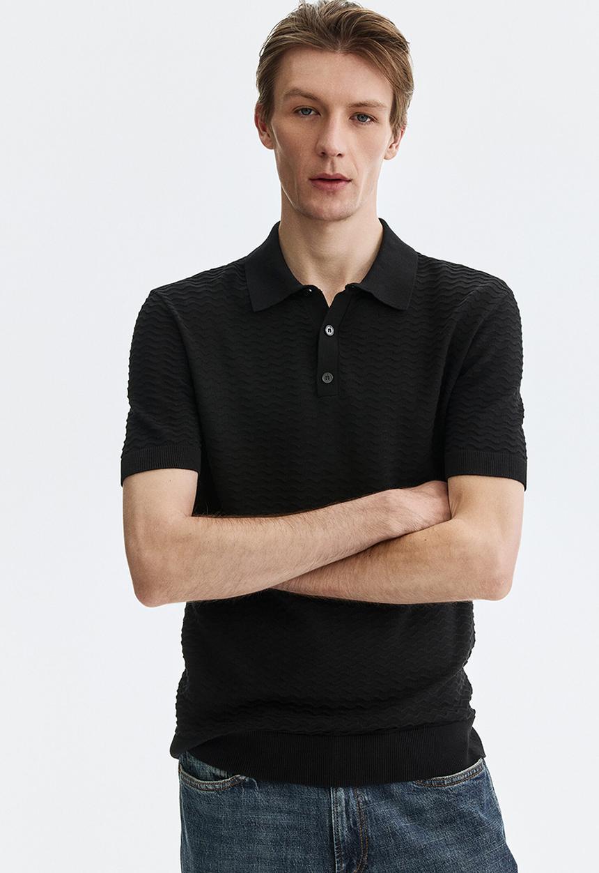 H&M - Slim fit polo shirt - black