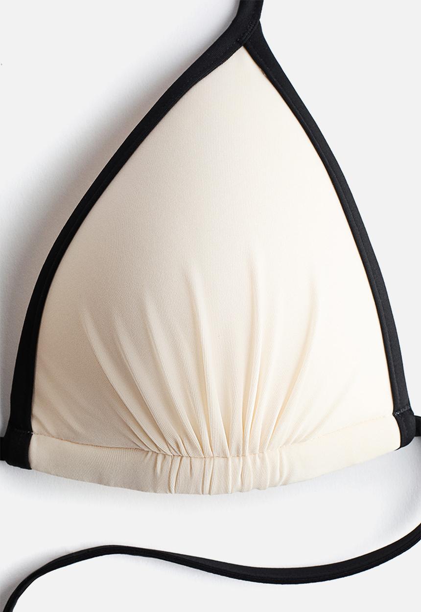 H&M - Push-up triangle bikini top - cream/black
