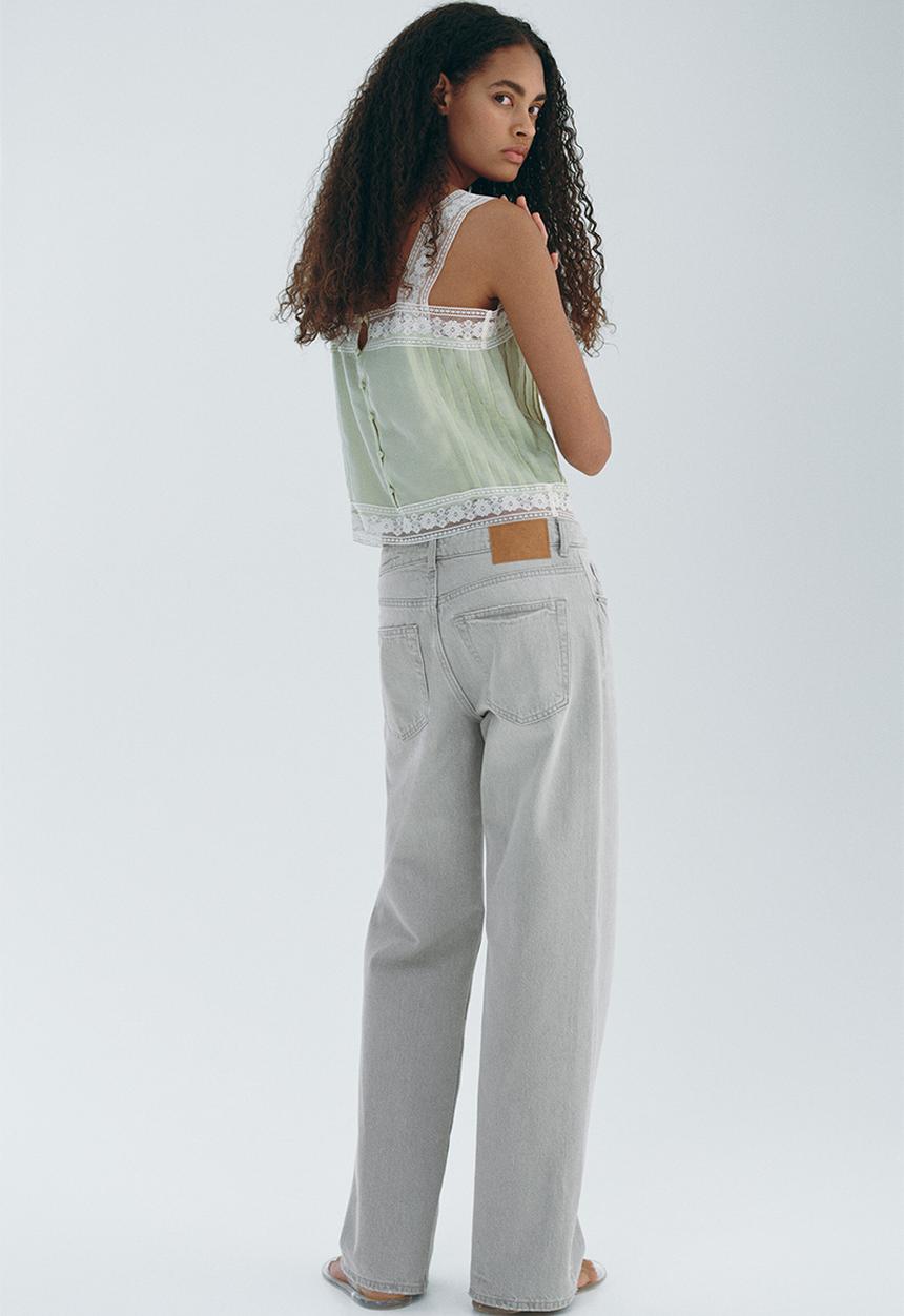 H&M - Wide high jeans - light grey