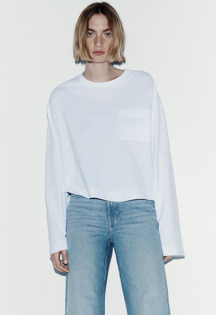 H&M - Wide high waist jeans - light denim blue