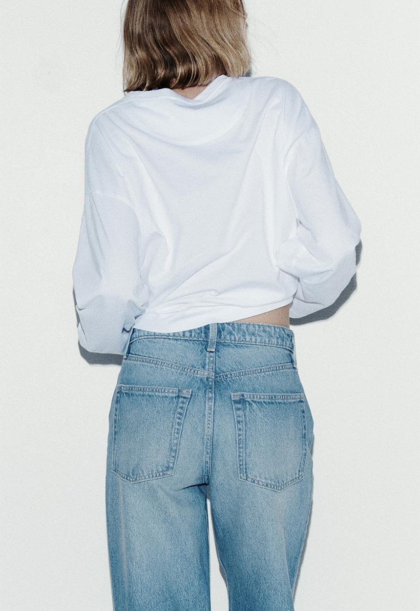 H&M - Wide high waist jeans - light denim blue