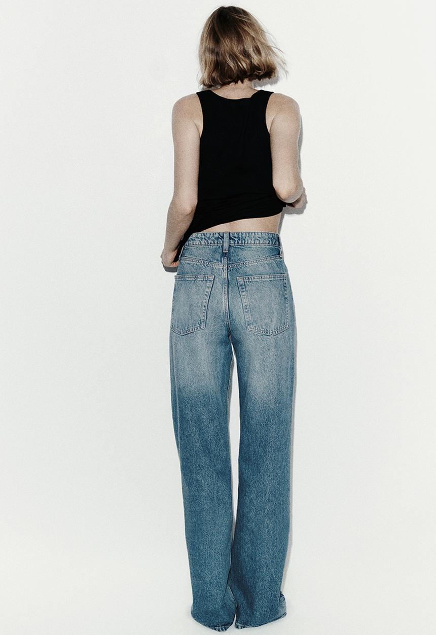 H&M - Wide high waist jeans - denim blue