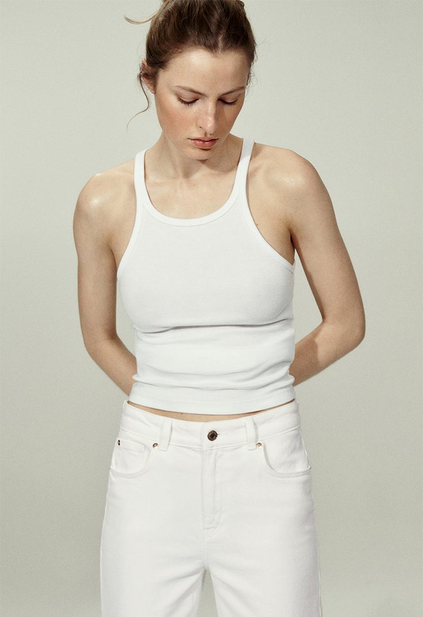 H&M - Wide high waist jeans - white
