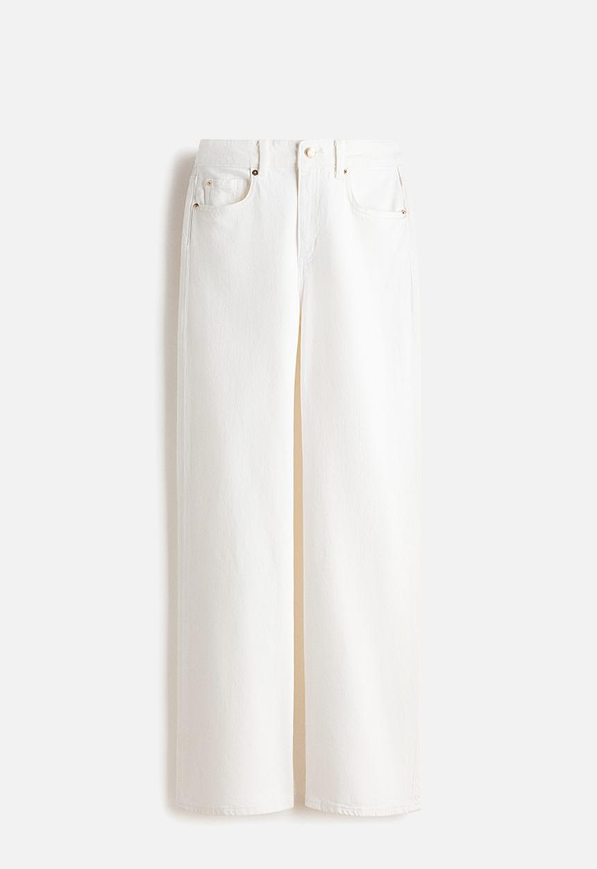 H&M - Wide high waist jeans - white