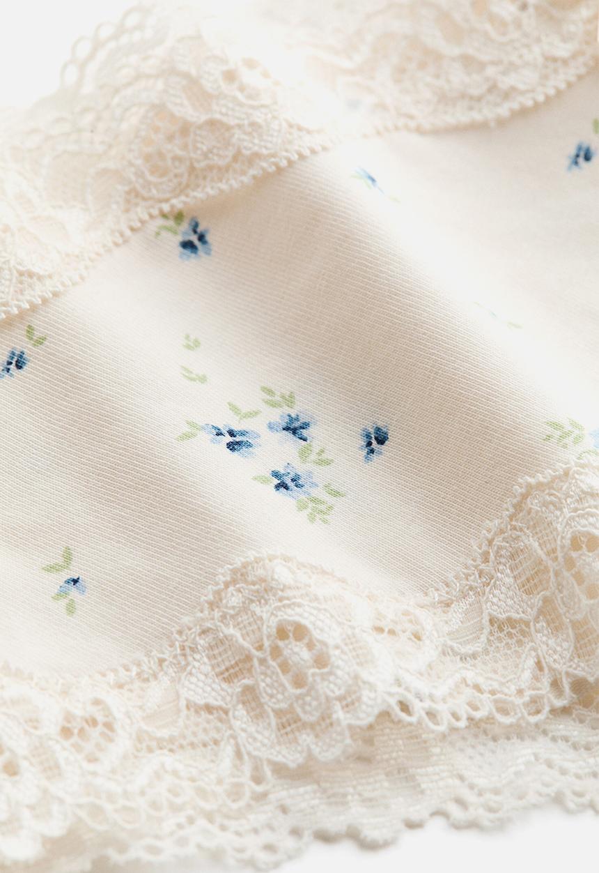 H&M - 3-Pack cotton and lace hipster briefs - navy blue/cream/floral