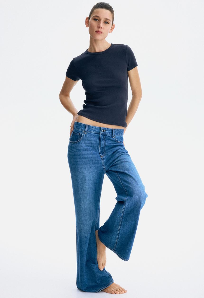 H&M - Ribbed t-shirt - navy blue